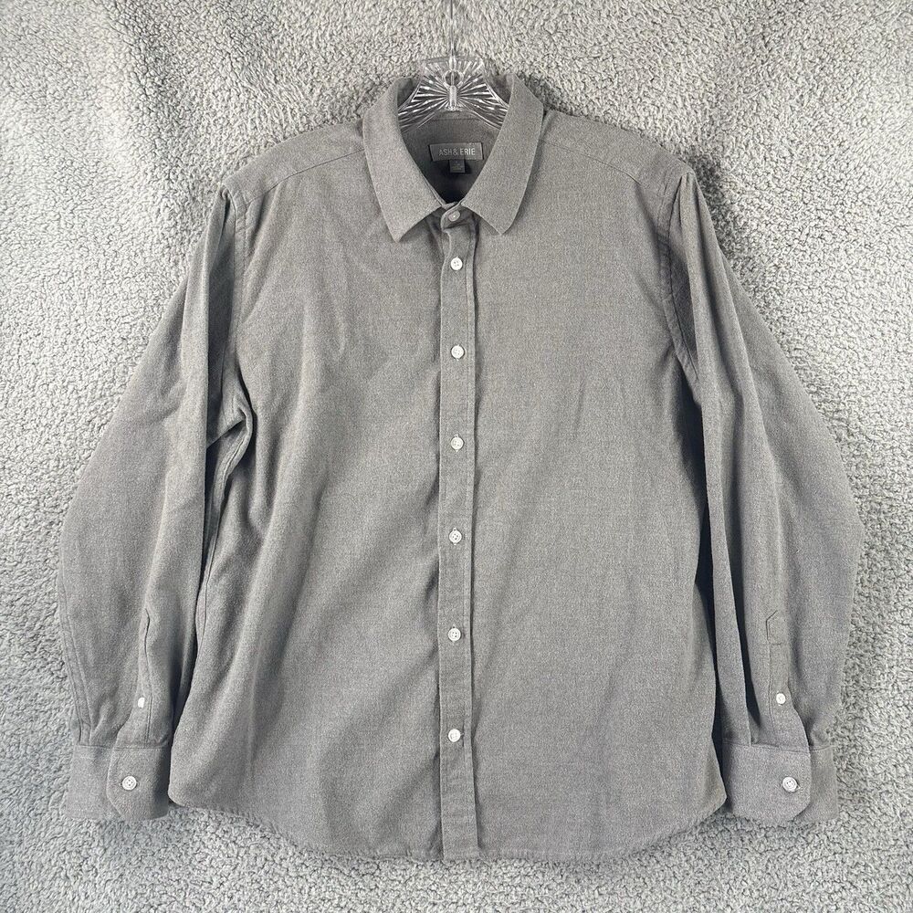 Ash & Erie Shirt Men’s Size L Large Gray Slim Fit Long Sleeve Casual Button Up